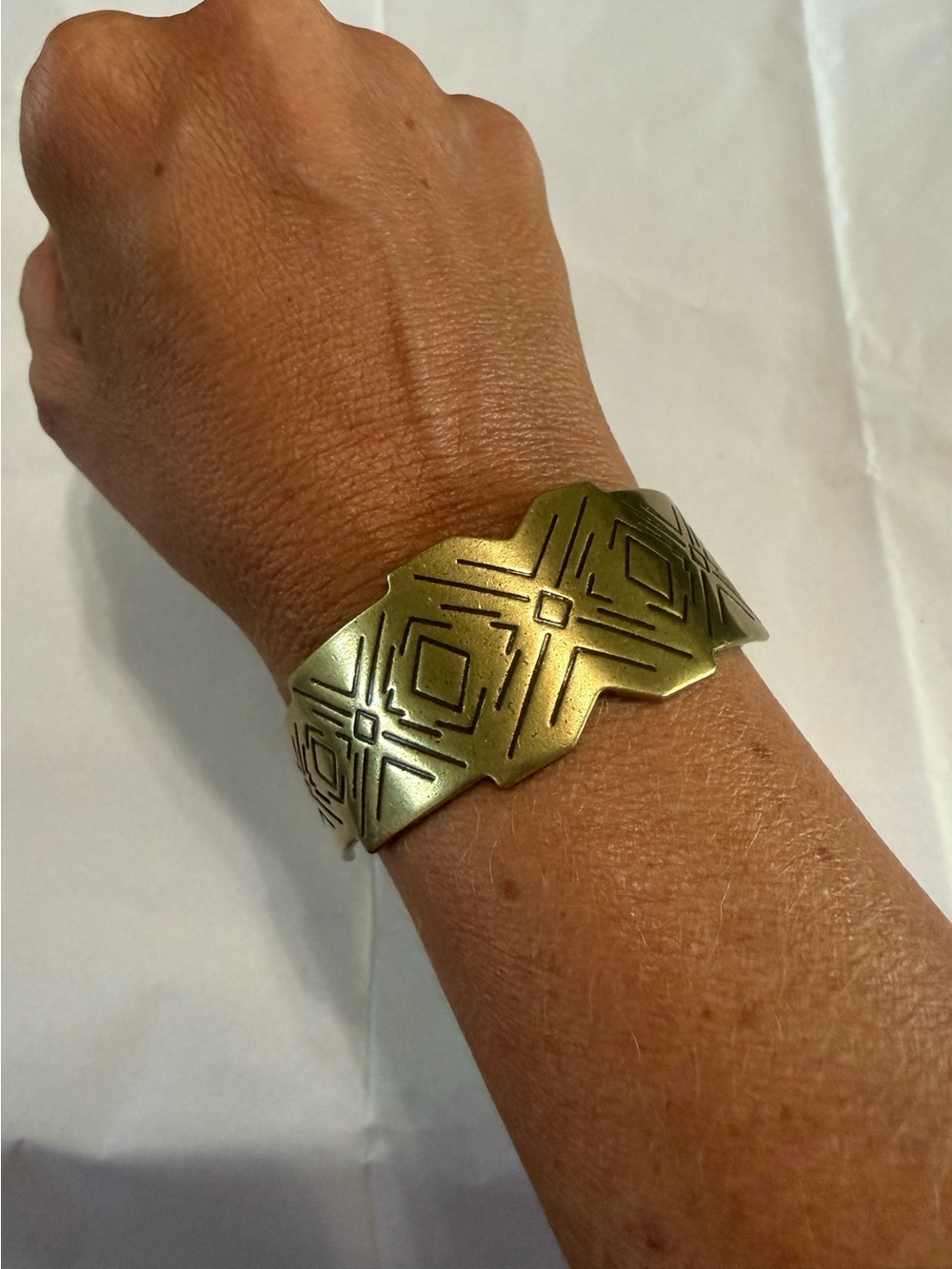 American Eagle Outfitters Gold Tone Geometric Aztec Inspired Cuff Bracelet